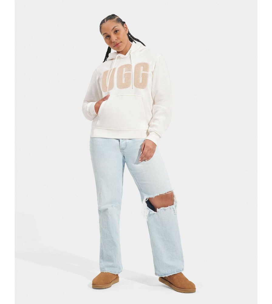 Dames UGG RTW Collection | Hoodie met Rey Uggfluff-logo Nimbus / Zand