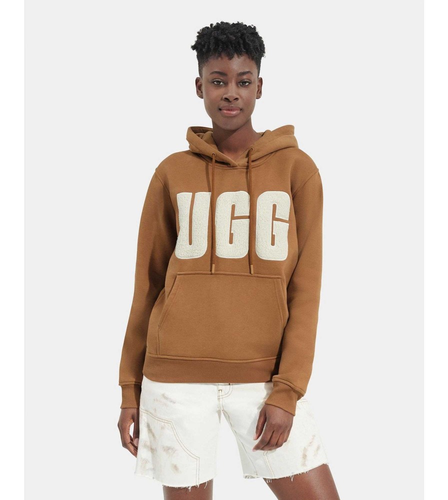 Dames UGG RTW Collection | Hoodie met Rey Uggfluff-logo Kastanje / Gips