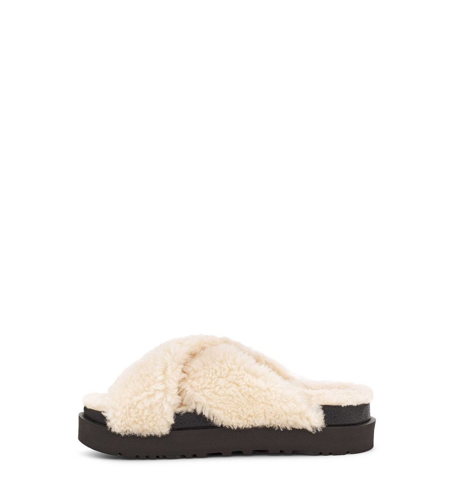 Dames UGG Slippers | Fuzz Sugar dwarsglijbaan Naturel / Zwart