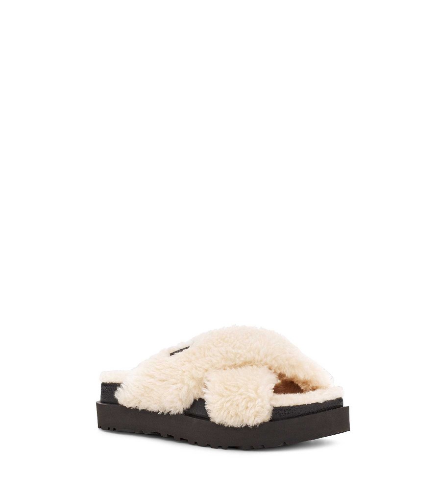 Dames UGG Slippers | Fuzz Sugar dwarsglijbaan Naturel / Zwart