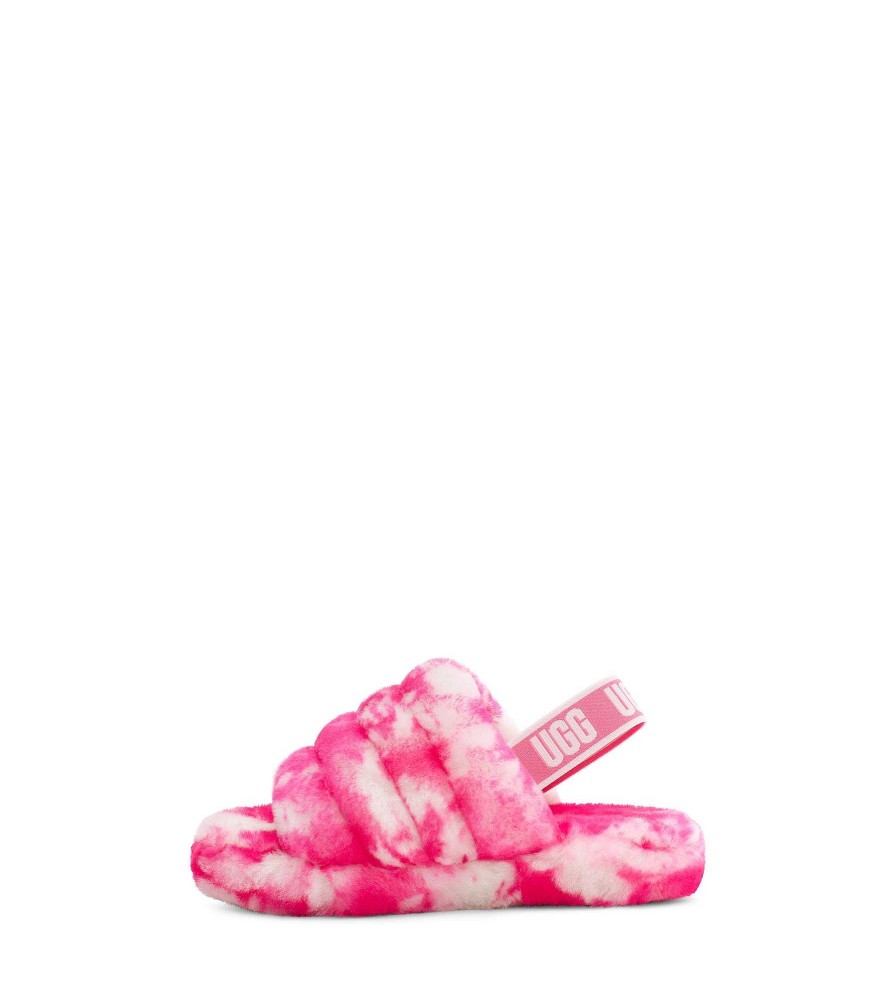 Kinderen UGG Slippers | Pluis Ja, schuif marmer Roze roos / zeeschelp roze