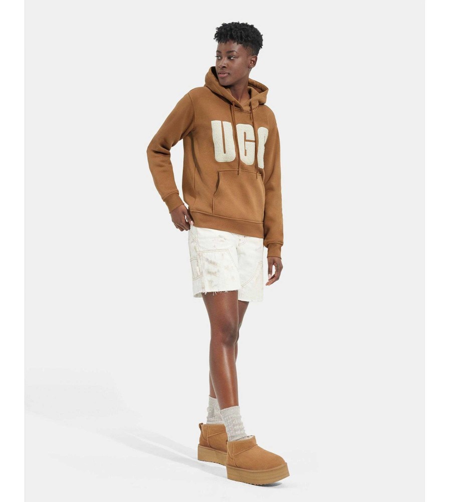 Dames UGG RTW Collection | Hoodie met Rey Uggfluff-logo Kastanje / Gips